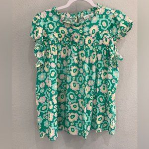 New Emily Wonder Boho Cottagecore Mod Ruffle Floral Office Shabby Chic Top
